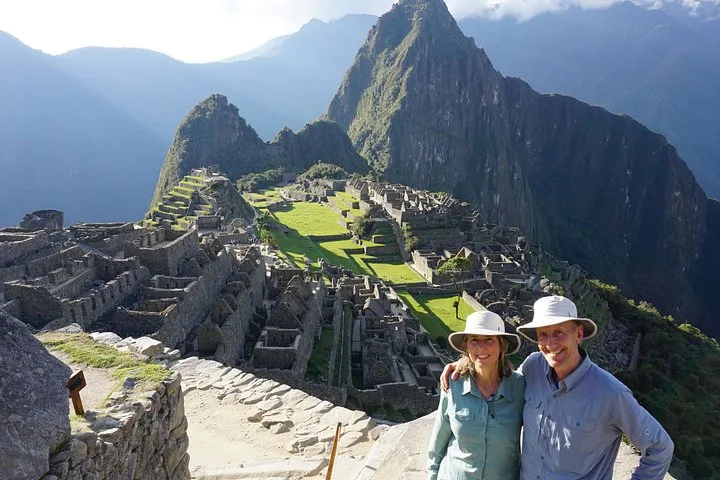 Inti Punku Sun Gate above Machu Picchu on a private short Inca Trail tour from Cusco, Peru
